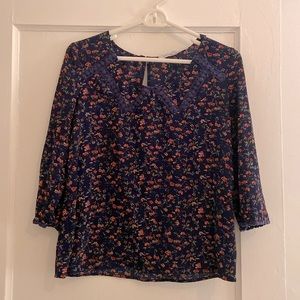 Navy blue floral blouse